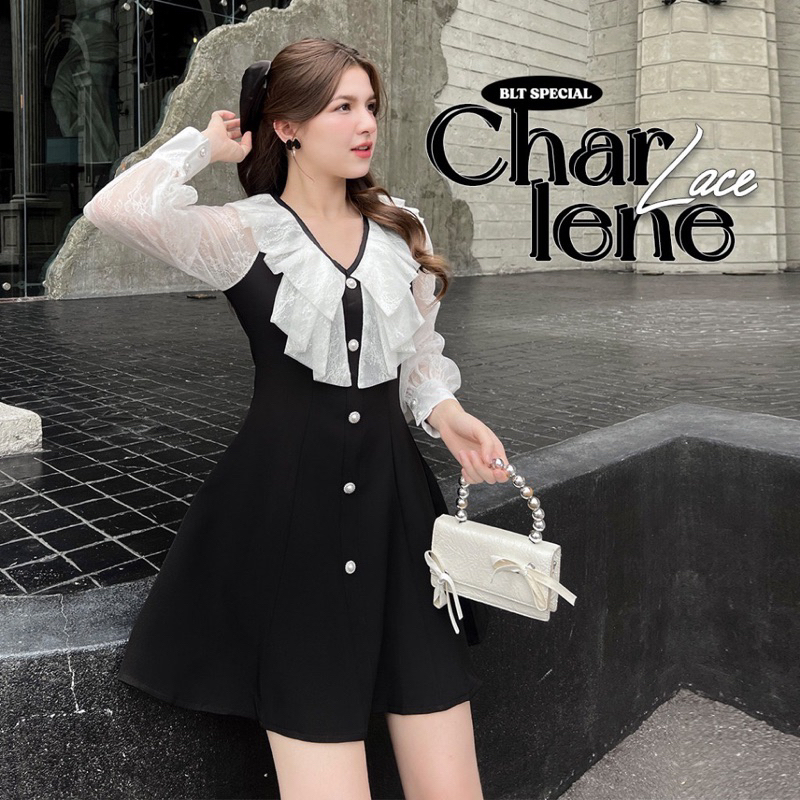 💎พร้อมส่ง💎BLT 💕 เดรสสีดำ Charlene Lace : Mini Dress