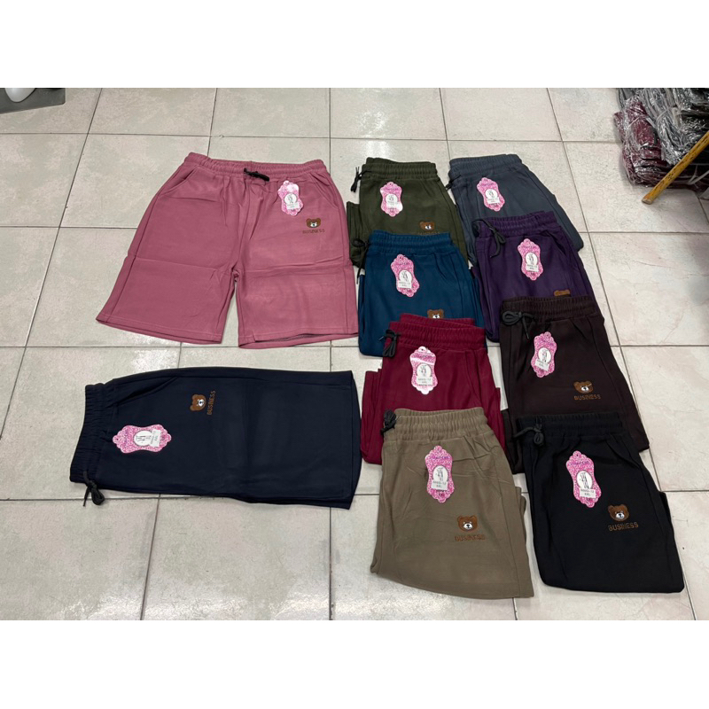 กางเกงขาสั้นผ้ายืดเกาหลีลายปักหมีเนื้อผ้ายืดตามตัวใส่สบายเอวมีเชือกผูกใช้งานได้จริงกระเป๋า2ข้าง - รูปที่ 3