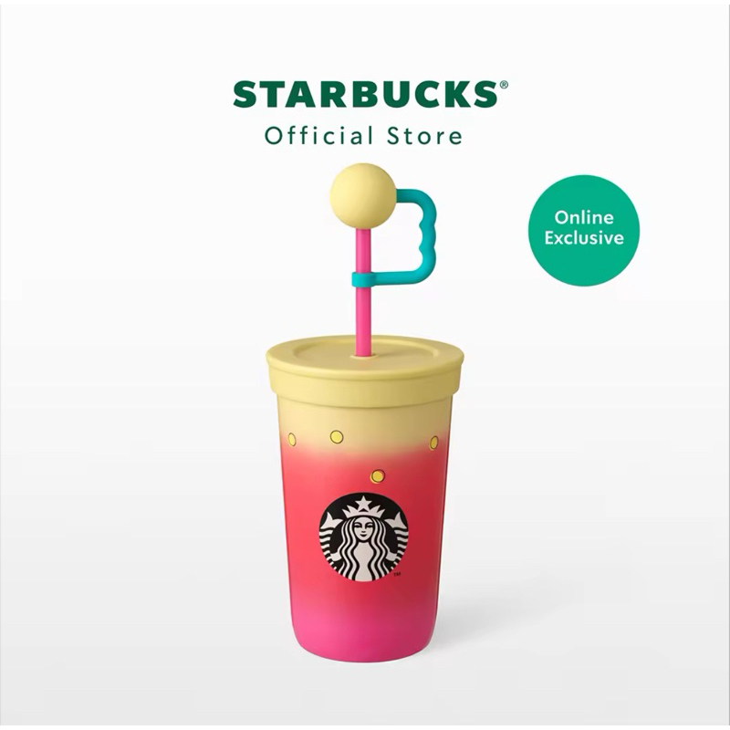 Starbucks Stainless Steel Gradient Yellow To Pink with stopper Cold Cup 16oz