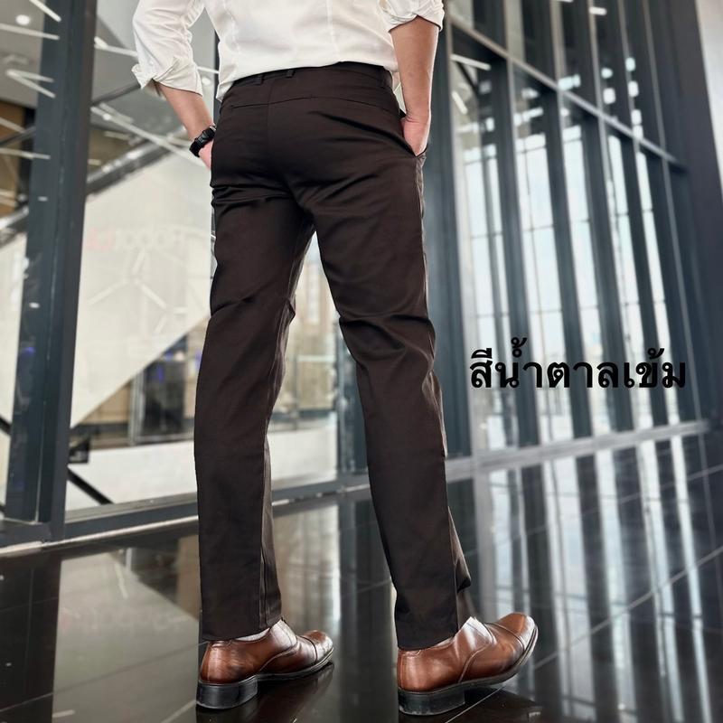 กางเกงสแล็ค ทรงกระบอกเล็ก ผ้ายืดเล็กน้อย เอวไม่ยืด มี 5 สี เอว28-38 - 4