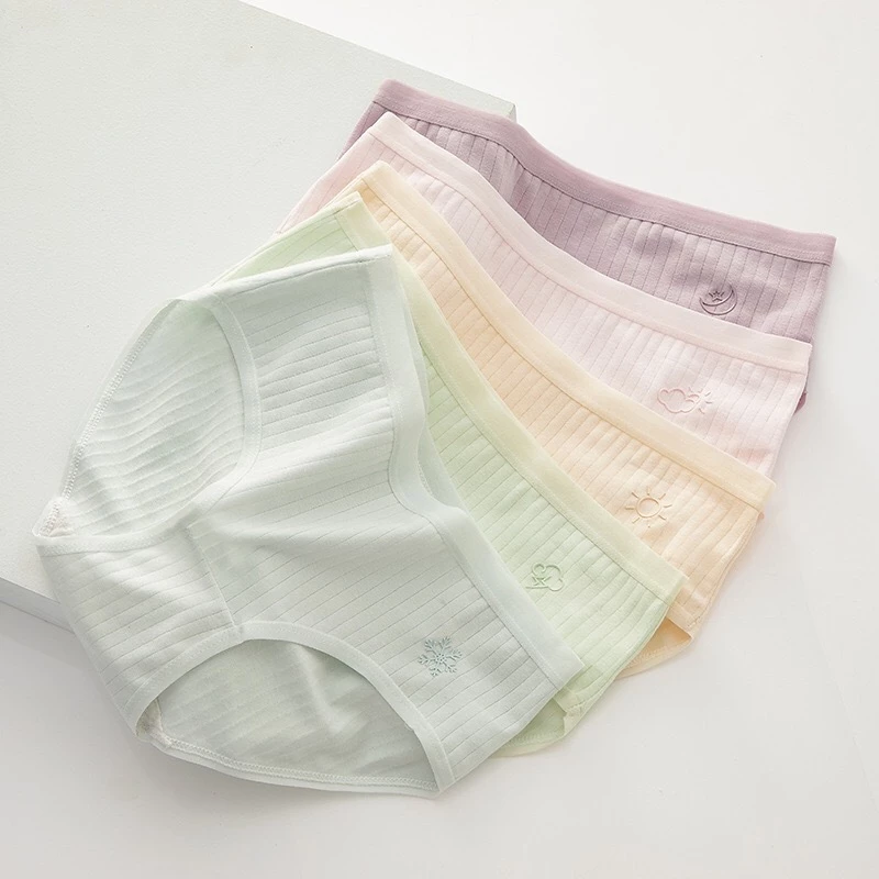 A-107 กางเกงในน่ารัก M-2XL สีพื้นลายสภาพอากาศ ผ้าคอตตอน พร้อมส่ง