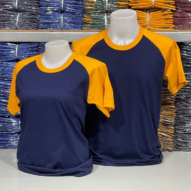 เสื้อยืดทูโทนแขนสโลปสลับสีแขนสั้น