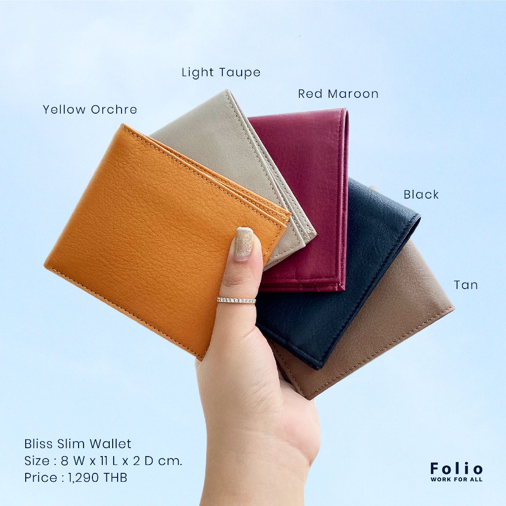 FOLIO รุ่น Bliss Slim Wallet กระเป๋าสตางค์ ผลิตจากหนังแท้ หนังนิ่ม ปั๊มชื่อฟรี-10312