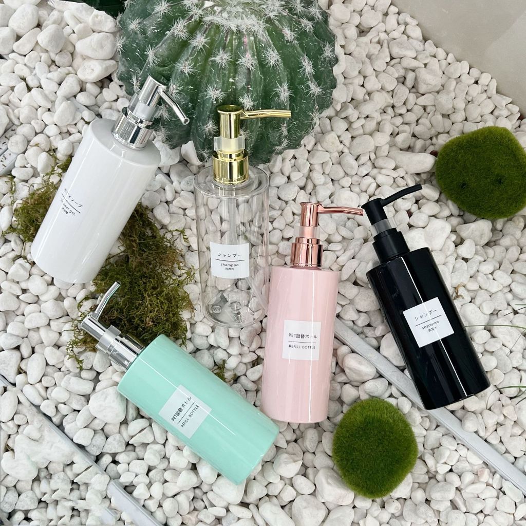 ขวดปั๊มทรงกลม ใส่โลชั่นหรือสบู่เหลว ใส่ครีม ขนาด 250ml 300ml มีสีชมพู สีเขียว สีขาว