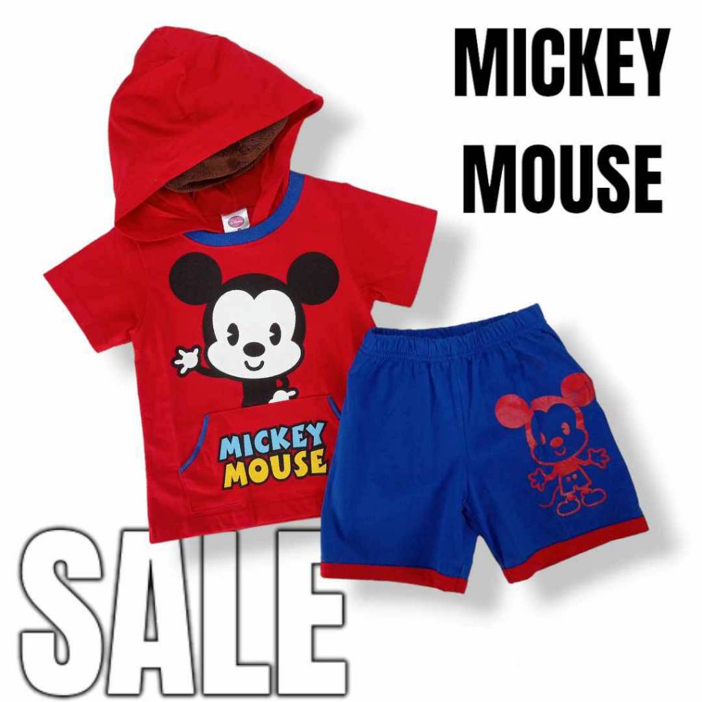 ชุดมิกกี้เม้าเด็ก 2ปี 3ปี Mickey mouse Disney ชุดแฟนซีเด็ก ชุดแขนสั้น กางเกงขาสั้น มีหมวกฮู้ด Hood ลิขสิทธิ์แท้