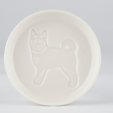 little dog soy sauce dish white
