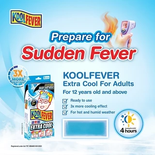 Kool Fever Extra Cool แผ่นเจลลดไข้ เย็นพิเศษ 3 เท่า สำหรับผู้ใหญ่ 6 แผ่น [2 กล่อง] DD 6305