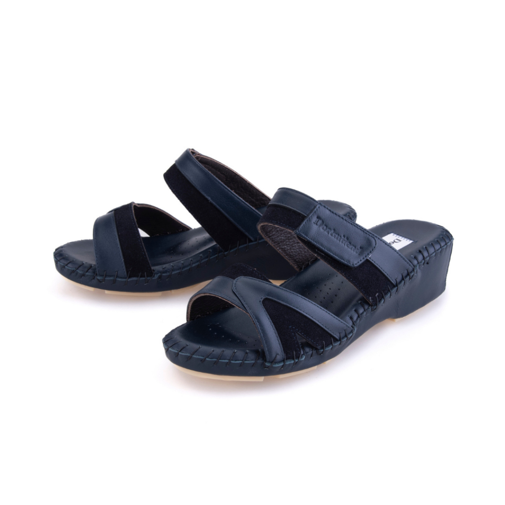 Dortmuend Luke JM228 015-000 Navy Blue "The Original Hand-Sewn Series" รองเท้าสุขภาพที่ร้อยทุกฝีเข็มด้วยมือ