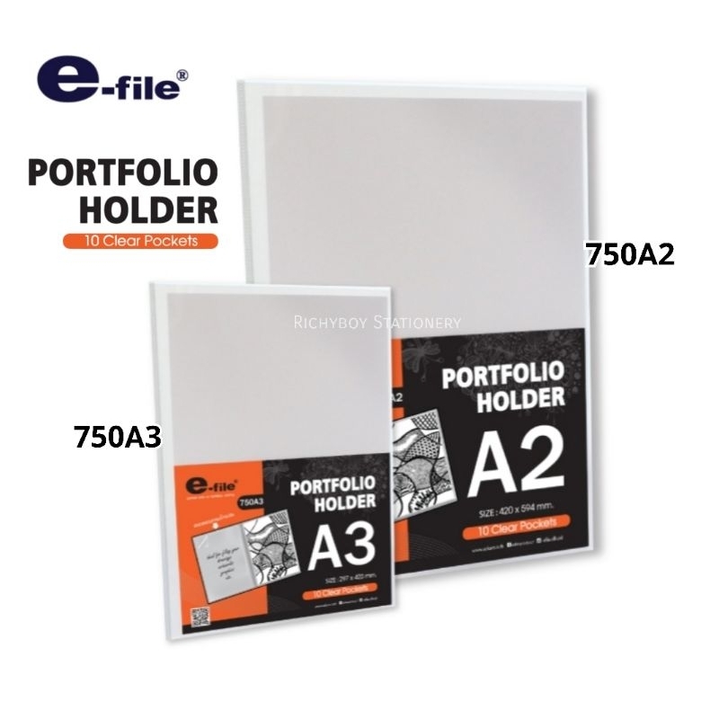 E-File แฟ้มสะสมผลงาน สีใส PORTFOLIO HOLDER ขนาด A2, A3 (750A2, 750A3)