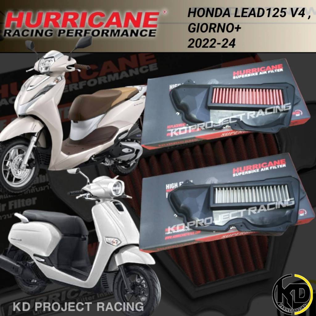 กรองอากาศ Hurricane แบบผ้าและสแตนเลส HONDA รุ่น All New Lead 125 , Giorno 2022-26  V4