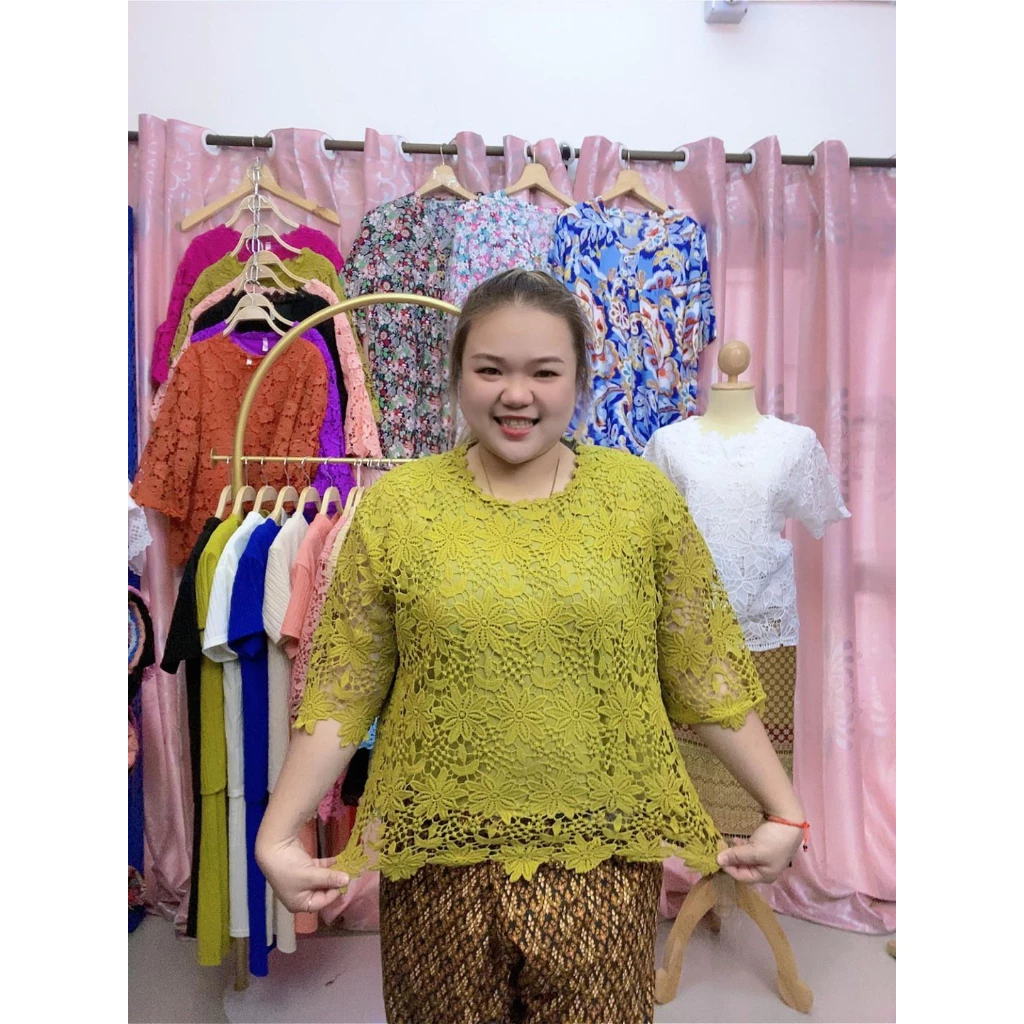 เสื้อลูกไม้ อก42-56 เสื้อคนแก่ เสื้อผ้า ผู้ใหญ่ รุ่น4205-5605ดาวกระจาย