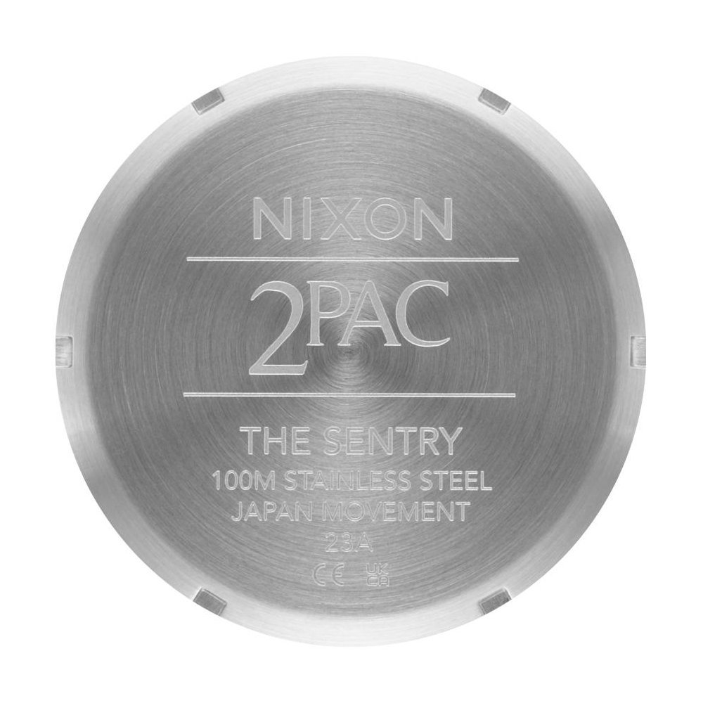 Nixon Tupac Sentry NXA13795196-00 นาฬิกาข้อมือผู้ชาย สายสแตนเลส Silver-Gold / Black หน้าปัด 42 มม.