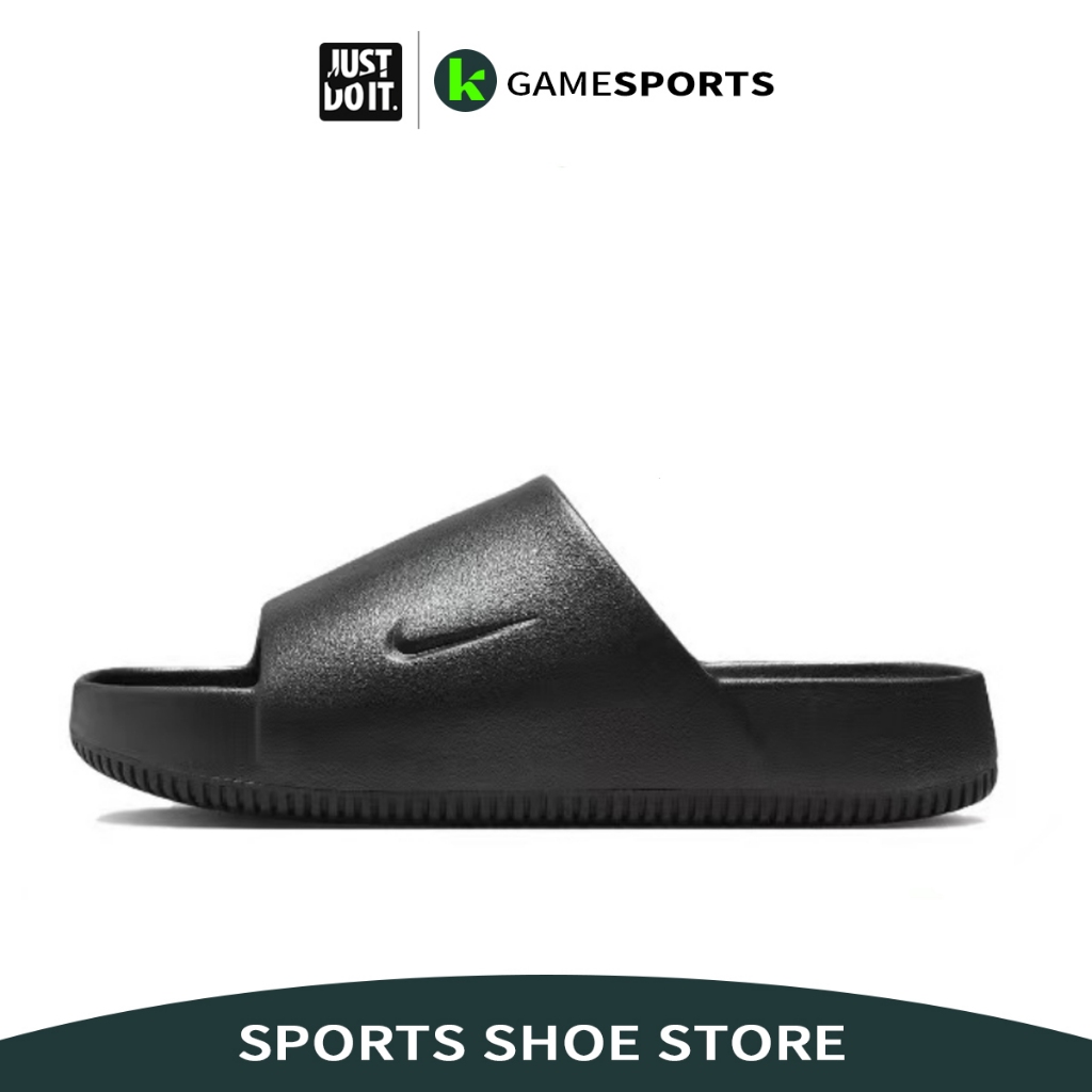 รองเท้าวิ่ง Nike Calm slide สีดำ เหมาะสำหรับในร่มและกลางแจ้ง นุ่ม/น้ำหนักเบา ทั้งสองเพศ FD4116-89(23