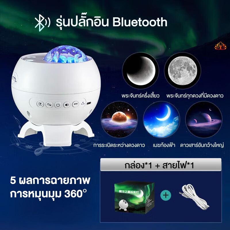 โคมไฟโปรเจคเตอร์ โคมไฟกาแลคซี่ led sky Bluetooth ไฟตกแต่งห้อง กระพริบได้หลายรูปแบบ ที่ดีที่สุดของขวัญคริสต์มาสวันเกิด