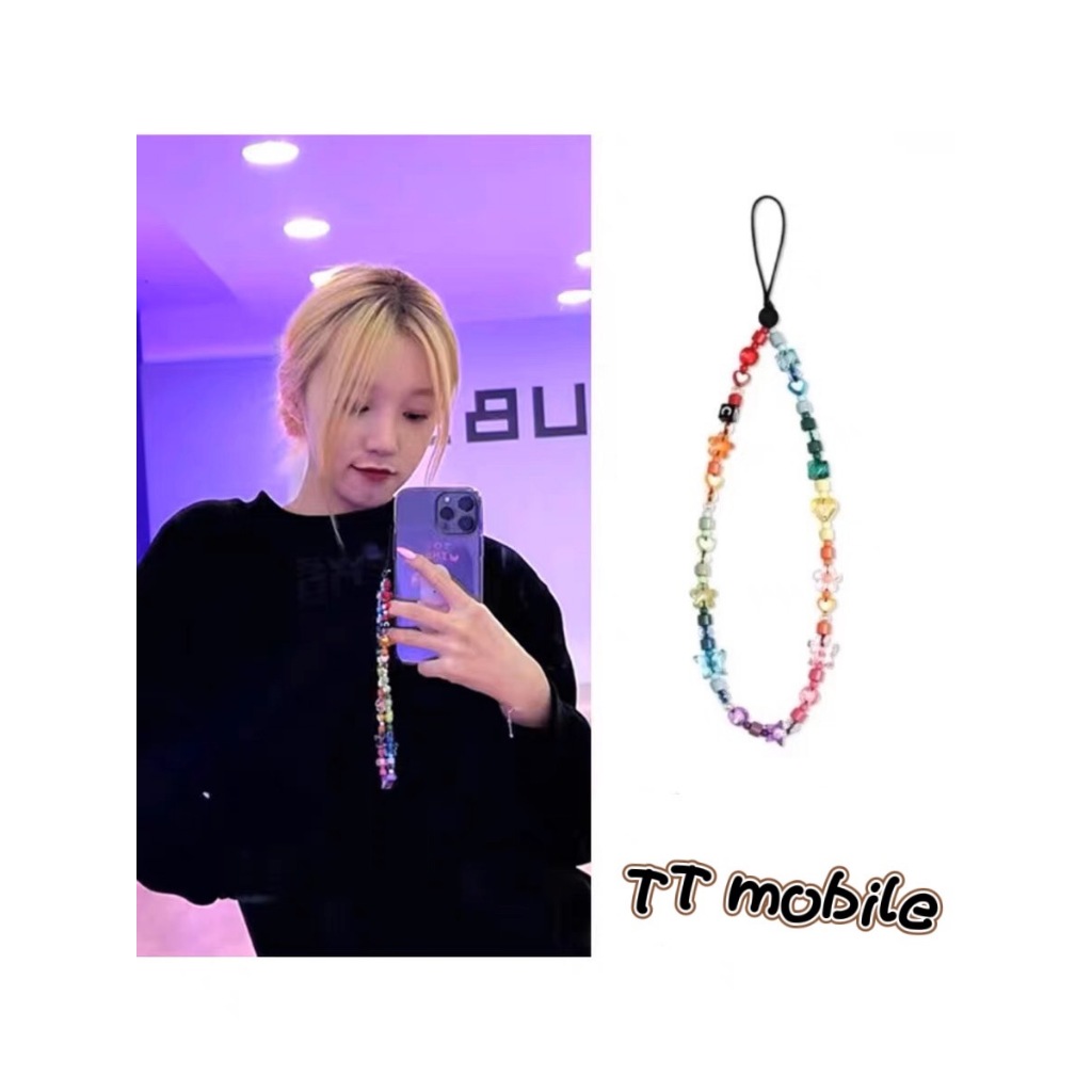จัดส่งในไทย ins ลูกปัดสีรุ้ง ลูกปัดห้อยมือถือ ที่ห้อยโทรศัพท์ สายคล้องมือ