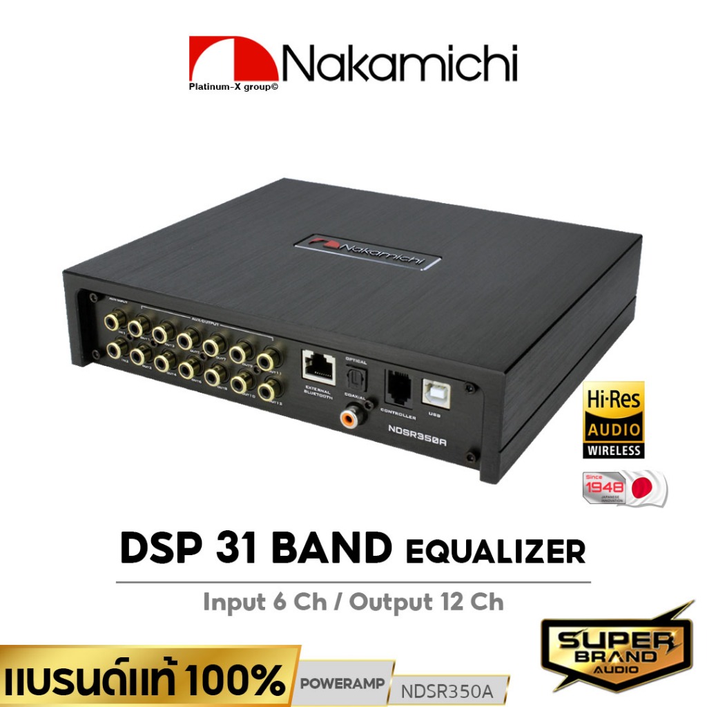 NAKAMICHI ชุดเครื่องเสียงรถยนต์ DSP ระดับHi-Res แอมป์ขยายเสียง NDSR350A + ชุดสายไฟพิเศษ Digital Signal Processo
