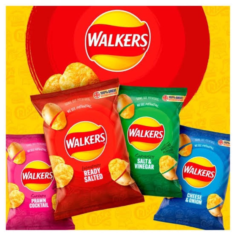 Walkers potato chips 32.5g. มันฝรั่งทอดกรอบ 7รสชาติ จากUK🇬🇧
