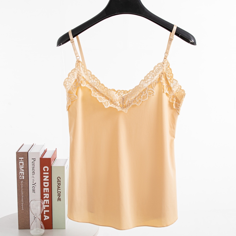 #4155 เสื้อซับสายเดี่ยวแต่งลูกไม้ เสื้อสายเดี่ยวผู้หญิง สามสี ดำ-ขาว-ครีม  size: L/XL/2XL - รูปที่ 2