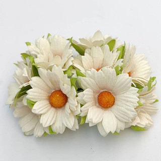 [10 ดอก] ดอกไม้ประดิษฐ์ จากกระดาษสา ดอกเดซี่ สีขาว ขนาด 37 ม…