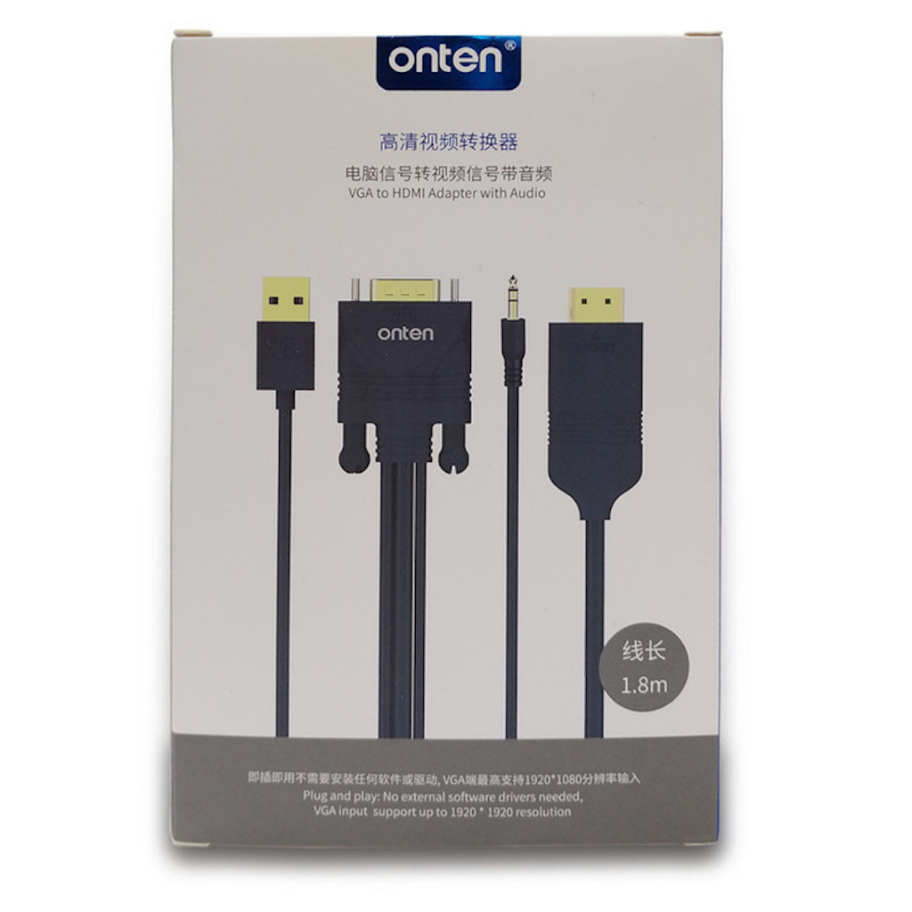 Onten OTN-5152 สาย VGA to HDMI Adapter with Audio 1.8 เมตร