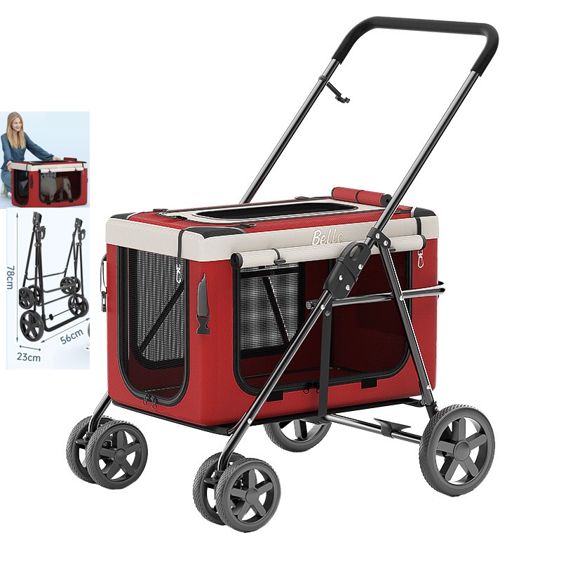 Bello BL09 Pet Stroller รถเข็นสัตว์เลี้ยง รถเข็นมือหลายทางที่เหมาะสำหรับการเดินทางกลางแจ้ง พกพาง่ายและสามารถแยกได้