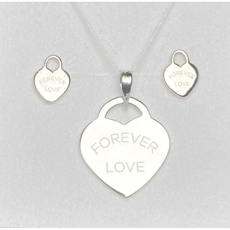 Winterwinter silver925 jewelry : เครื่องประดับเงินแท้ จี้พร้อมสร้อย+ต่างหู สลัก forever love