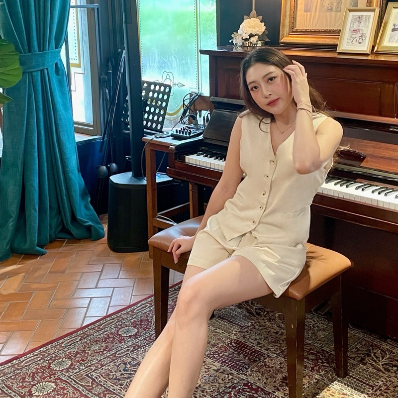 Cicishop(5102)ชุด Set เสื้อกั๊กแขนกุด+กางเกงขาสั้น ผ้าดีใส่สบาย ลุคสาวเท่ห์ควรมี ราคา ถูกที่สุด ดีลบีเคเค แกลเลอรีภาพที่ 6