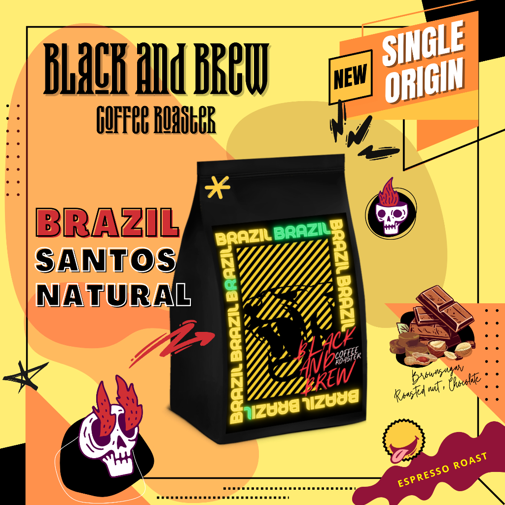 เมล็ดกาแฟคั่ว Brazil Santos Natural (Espresso roast) 200g