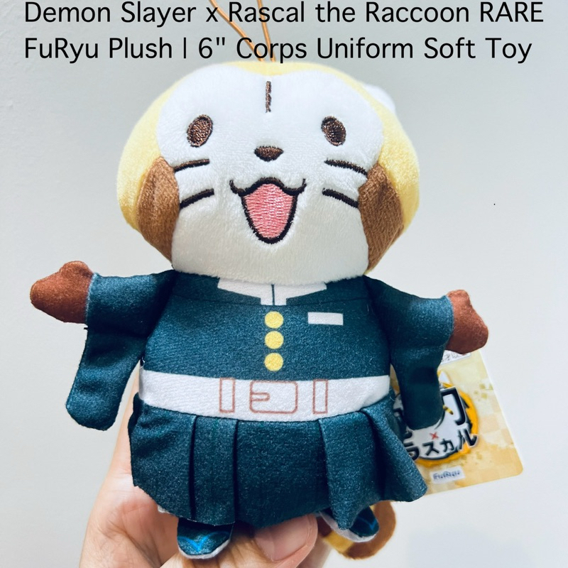 พวงกุญแจ ตุ๊กตา ดาบพิฆาตอสูร กับ แรคคูน ราสคาล Demon Slayer x Rascal the Raccoon RARE FuRyu Plush Corps Uniform Soft Toy