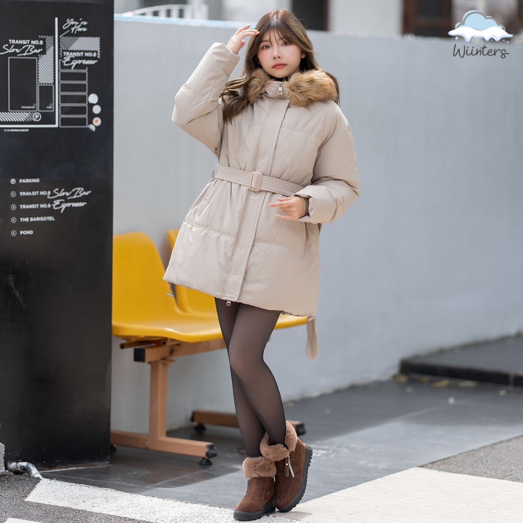 [ Igloo Belt Coat ]​ 3 สี I เสื้อโค้ท โค้ท มีฮู้ด ขนเฟอร์ ถอดได้ ด้านในบุซับในทั้งตัว กันหนาว + เข็มขัดคาดเอว - รูปที่ 6