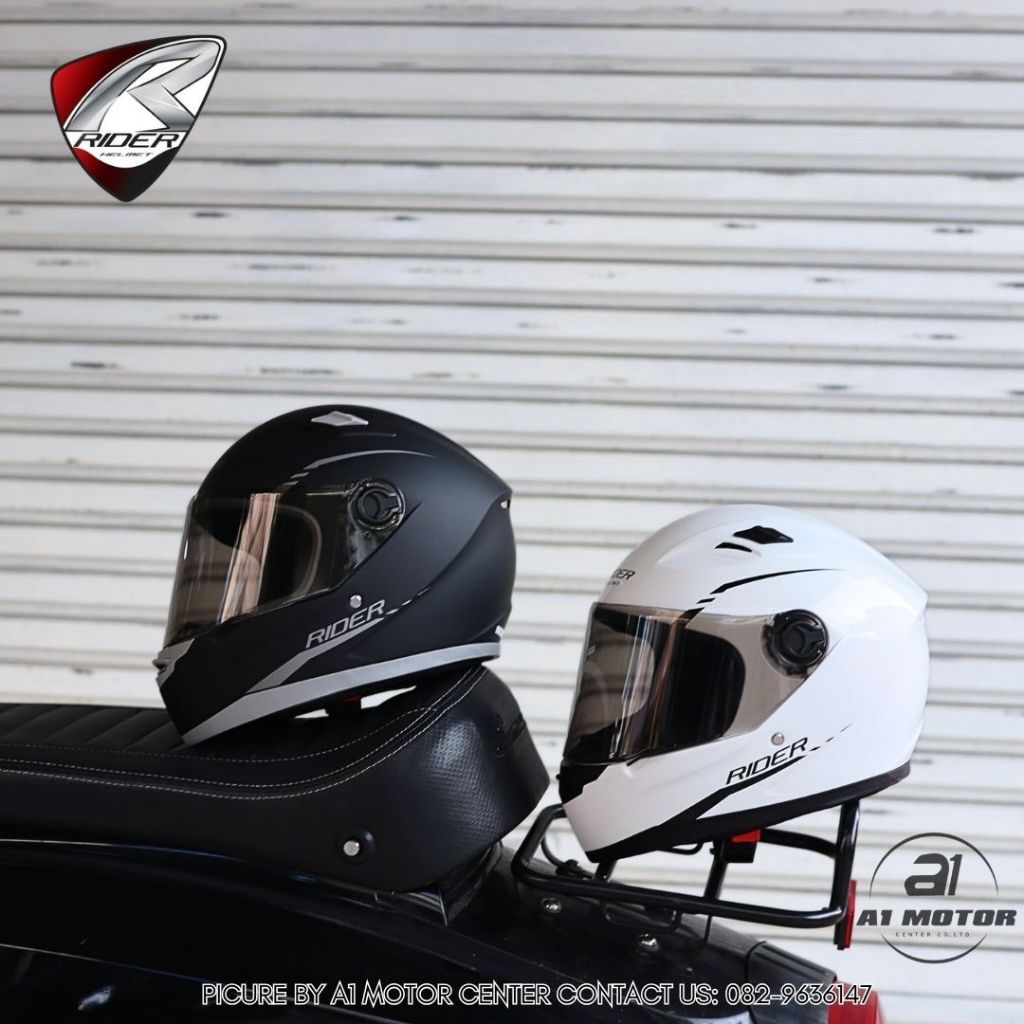 หมวกกันน็อคเต็มใบ Rider รุ่น R1 นวมด้านในถอดซักได้ ไซส์ M , L น้ำหนักเบา