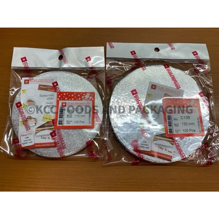 แผ่นรองเค้กอลูมิเนียม แผ่นรองเค้กชีท มี 2 ขนาด C130 / C115 จำนวน 100 แผ่น
