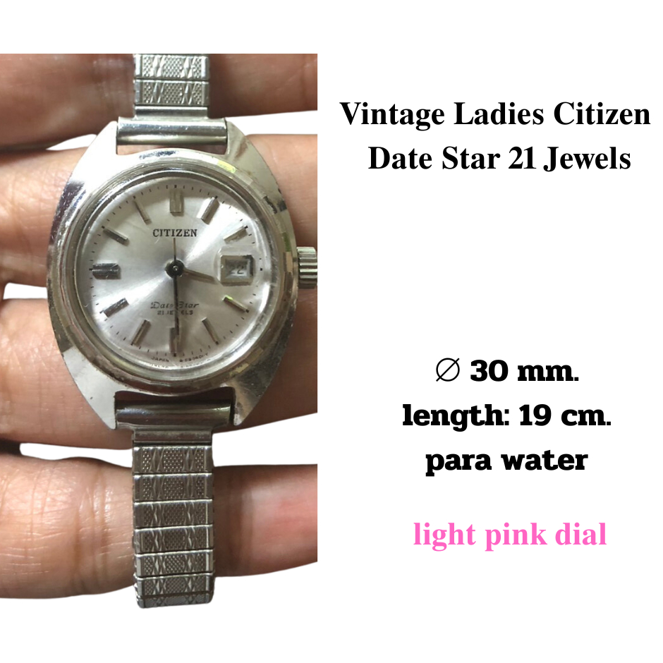 Vintage Ladies Citizen Date Star 21 Jewels Automatic Watch นาฬิกาผู้หญิงซิติเซ่น ระบบออร์โต้ สายสแตนเลส 19 cm