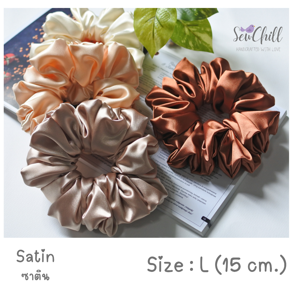 ยางรัดผมโดนัท ผ้าซาติน/Satin Scrunchies/ ขนาด Size L