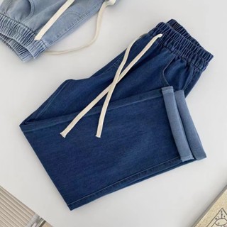 กางเกงยีนขายาวลําลอง เอวยางยืด ทรงหลวม ขนาดใหญ่ เข้ากับทุกกา…