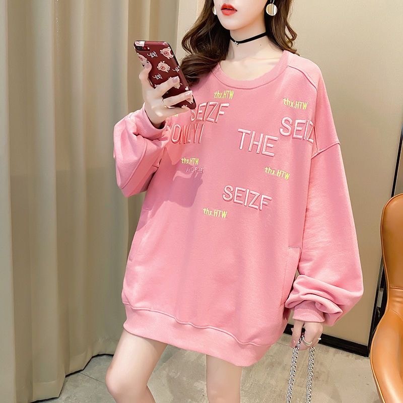 เสื้อแขนยาวคอกลม สาวอวบ สาวพลัสไซส์ Oversize (อก 52-64 นิ้ว) ผ้าคอตตอล สินค้าพร้อมส่งในไทย B45