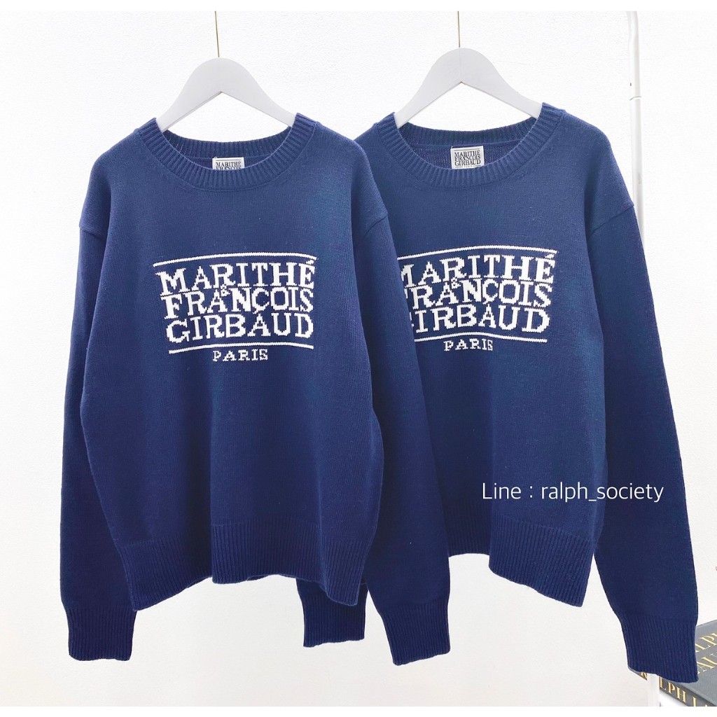 Marithe Classic LOGO knit pullover Navy