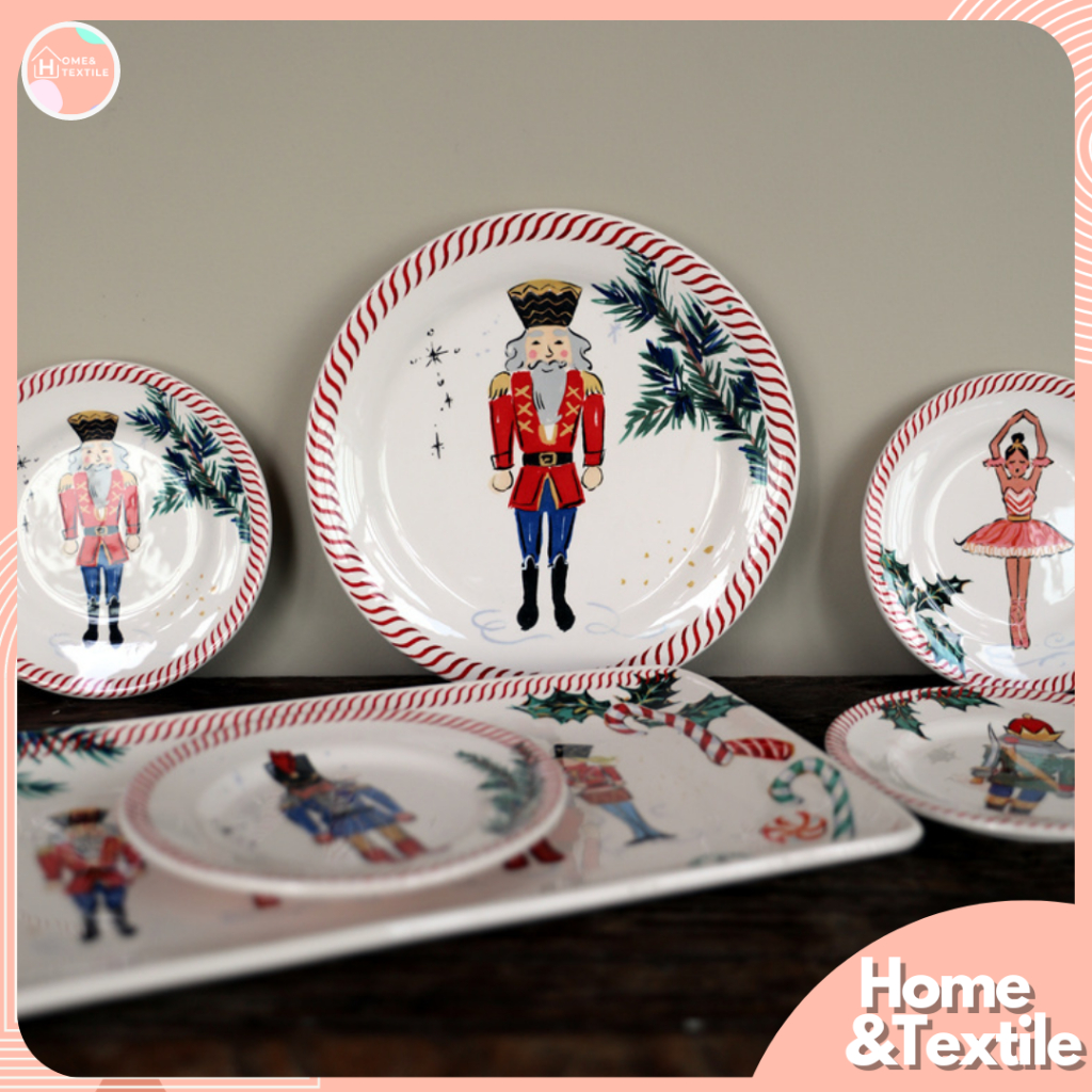【พร้อมส่ง】THE NUTCRACKERS จานเซรามิค ลายนัทแครกเกอร์ คริสต์มาส | christmas collection