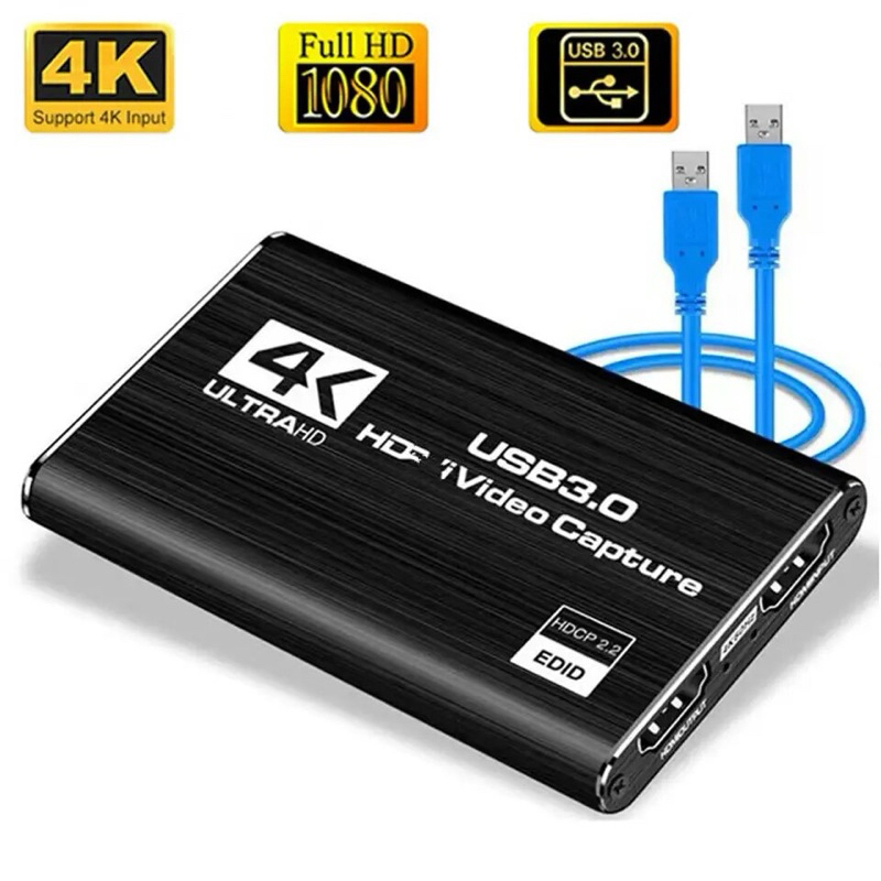 4K USB 3.0 Video Capture Card HDMI 1080P 60fps HD เครื่องบันทึกวีดีโอ Grabber สำหรับ OBS จับเกมการ์ด Live