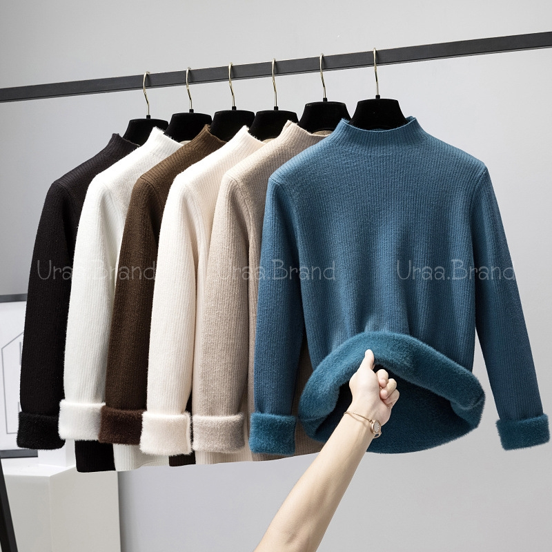 อก 36-42 / 5 สี / พร้อมส่ง เสื้อแขนยาวบุขน เสื้อคอปีนบุขน ผ้าร่อง กันหนาว ได้ถึงติดลบ รุ่น Warm Peen สเวตเตอร์ - No36