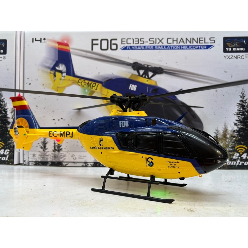 YX F06 EC-135 มอเตอร์บลัสเลส ทั้ง หลัก-หาง ไซต์150 6CH 6-Axis Gyro Stabilized Scale RC Helicopter RT