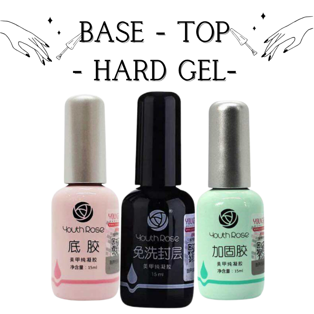สีเจล เจลทาเล็บBase Coat/TopCoat /Hard Gel /15MLเคลือบเล็บเงา ทอปโคท เบสโคท ทอปฝังจิว