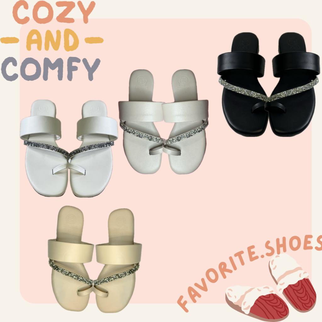comfy รองเท้าแตะพื้นนุ่ม size 36-45 ใส่สบาย คาดเพชร หนานุ่มฟู ใส่ได้ทุกวัน รองเท้าแตะผู้หญิง