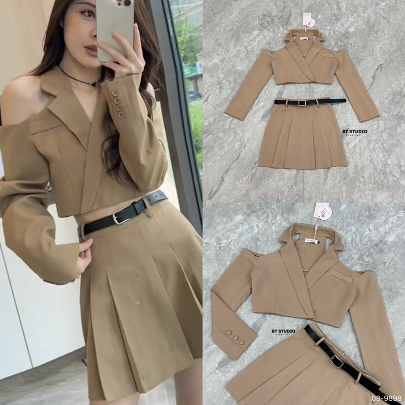 BT studio เสื้อ+กระโปรง มีเข็มขัด#09-9898