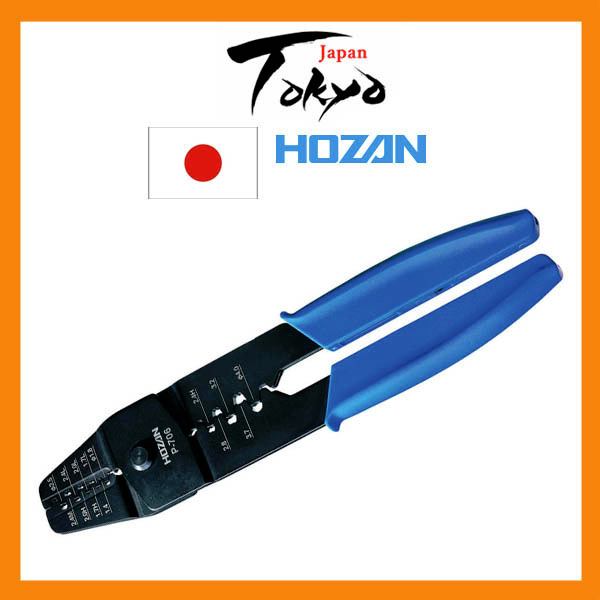 Hozan คีมย้ําหางปลา P-706 (สําหรับหางปลาแบบเปิด) | เครื่องมือสายไฟ / ขนาดสายไฟ (Awg#28~#14) / ผลิตใน