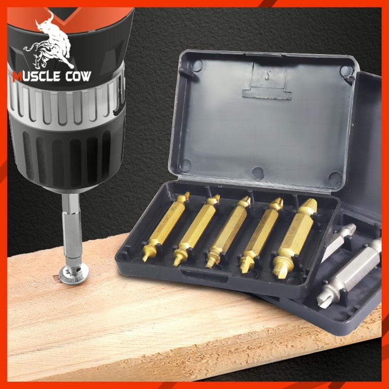 Muscle Cow ชุดถอนสกรูเกลียวซ้าย 5ตัวชุด ชุดเครื่องมือถอนหัวน็อต /สกรู/ตะปู ชำรุดฝังแน่นให้ถอนออกได้อย่างง่ายดายใน10 วินา ราคา ถูกที่สุด ดีลบีเคเค แกลเลอรีภาพที่ 4