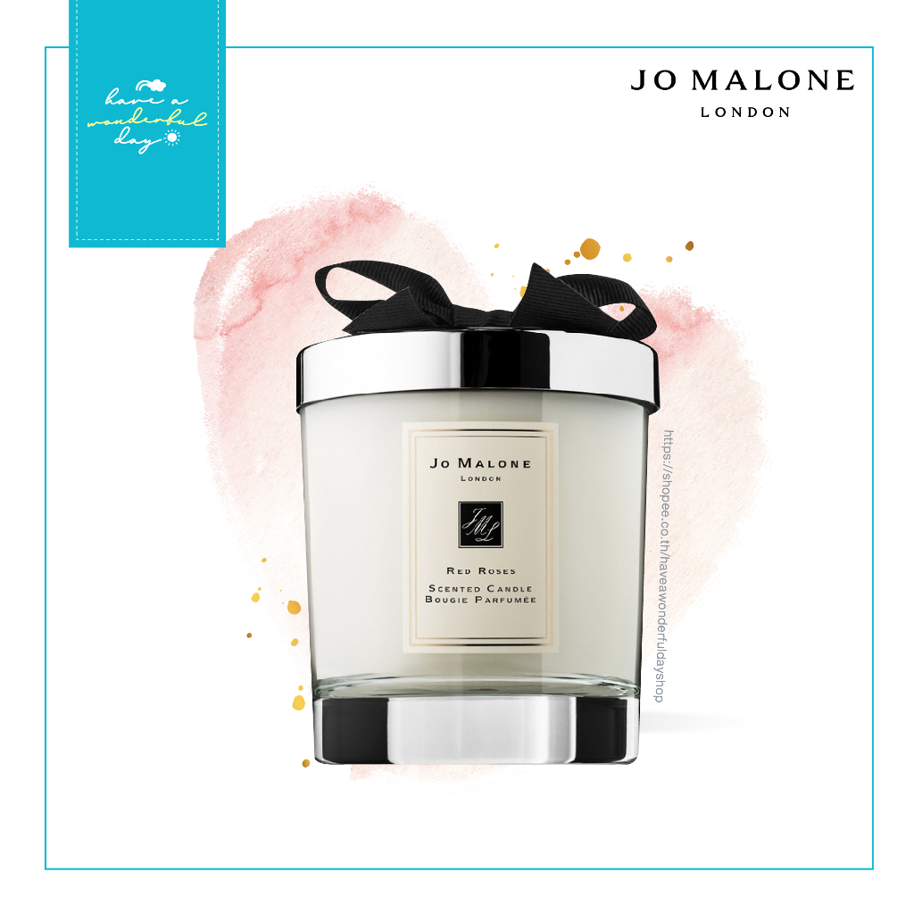 เทียนหอม กลิ่น RED ROSES ของ JO MALONE แบรนด์สัญชาตอังกฤษ ขนาด 200 กรัม มาพร้อมกล่องและโบว์ ถูกและดี