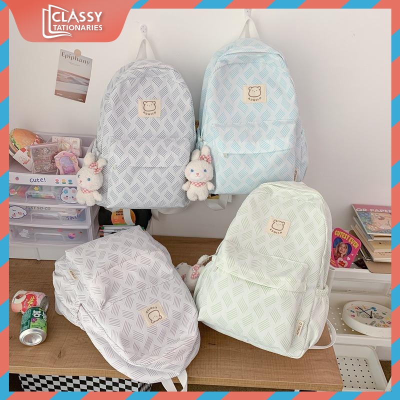 กระเป๋าเป้นักเรียนสะพายหลัง ความจุขนาดใหญ่ ลายตารางน่ารัก สไตล์ญี่ปุ่น เกาหลี ใส่แล็ปท็อปได้ เข้ากับทุกการแต่