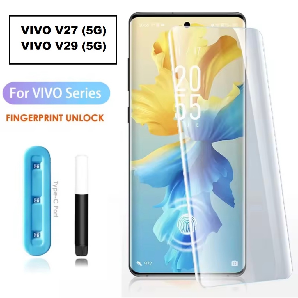 ส่งจากไทย UV ฟิล์มกระจก Vivo V27 5G / V29 5G / V30 5G / V30 Pro 5G ฟิล์มกระจกนิรภัย เต็มจอ Vivo UV Glass Film พร้อมส่ง