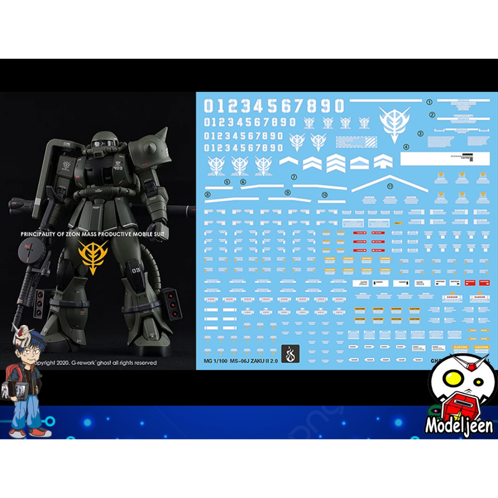 (Ghost-Decal) Water Decal 011 MG1/100 MS-06F/J ZAKUII 2.0